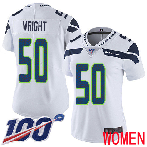 Seattle Seahawks Limited White Women K.J. Wright Road Jersey NFL Football #50 100th Season Vapor Untouchable